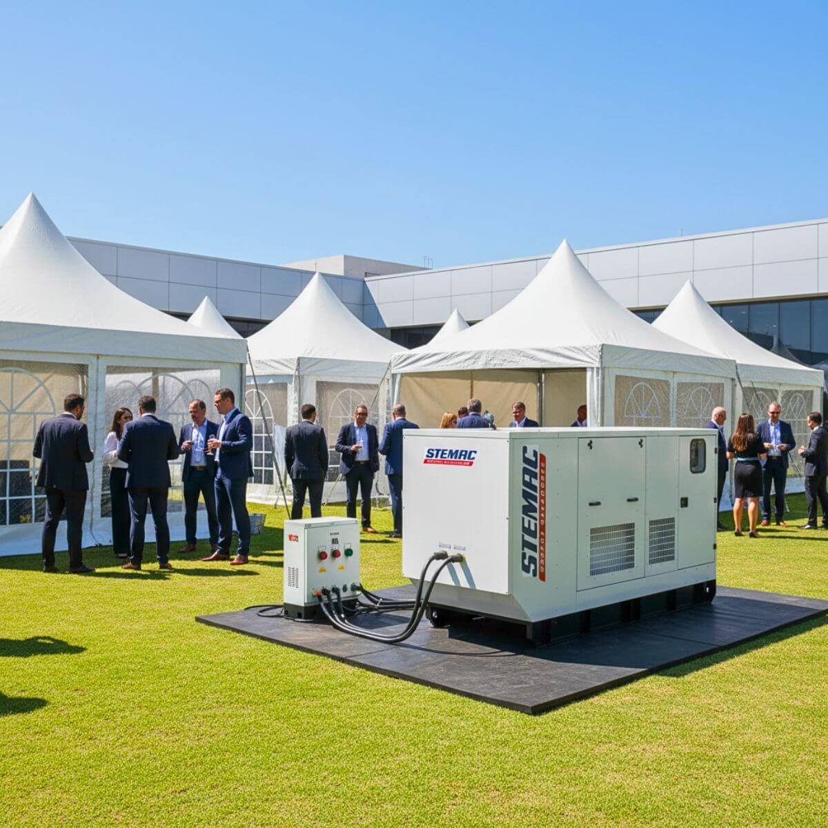 Locação de geradores de energia Stemac para eventos: casamentos ao ar livre, grandes shows e eventos corporativos.